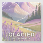 Glacier National Park | Spring Lavender Watercolor Steinuntersetzer (Vorderseite)