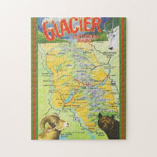 Glacier National Park Vintage Karte Puzzle (Vertikal)