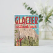 Glacier National Park Vintage Reiseplakat. Postkarte (Stehend Vorderseite)