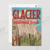 Glacier National Park Vintage Reiseplakat. Postkarte (Vorne/Hinten)