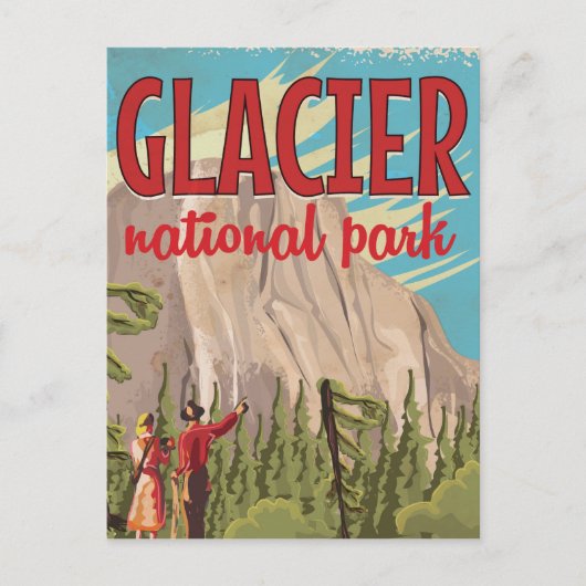Glacier National Park Vintage Reiseplakat. Postkarte (Vorderseite)