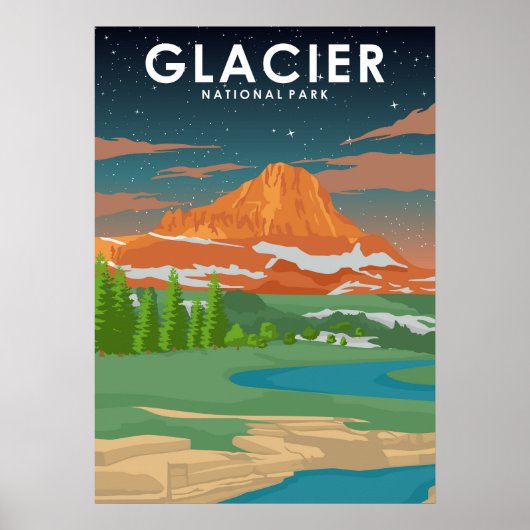 Glacier National Park Vintage Travel Poster (Vorne)