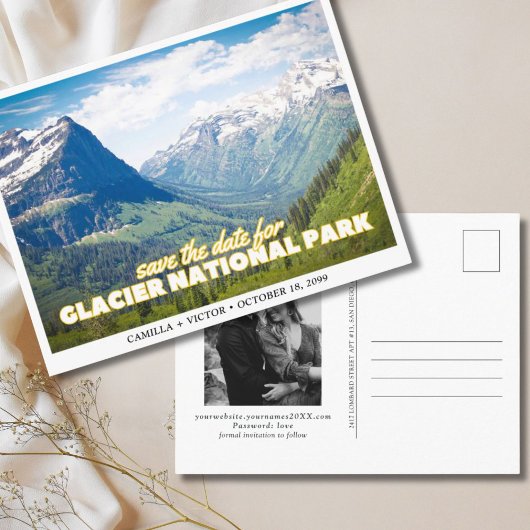 Glacier National Park Wedding Save the Date Postkarte