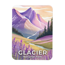 Glacier-Nationalpark | Frühlings-Lavendel-Aquarell Magnet