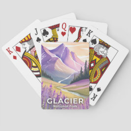 Glacier-Nationalpark | Frühlings-Lavendel-Aquarell Spielkarten