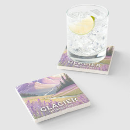 Glacier-Nationalpark | Frühlings-Lavendel-Aquarell Steinuntersetzer
