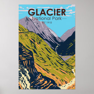 Glacier-Nationalpark Going-to-the-Sun-Straße Poster