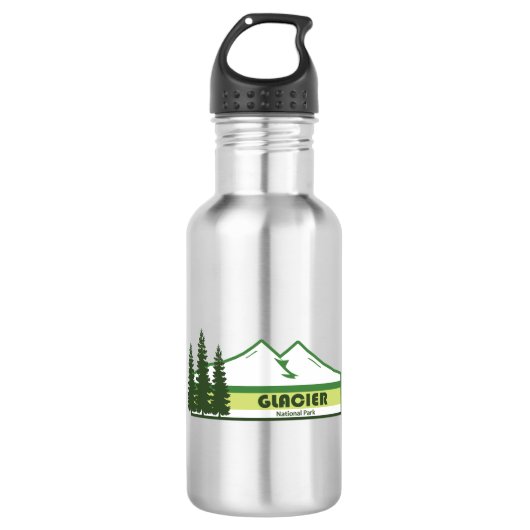 Glacier Nationalpark Grüne Streifen Edelstahlflasche (Vorderseite)