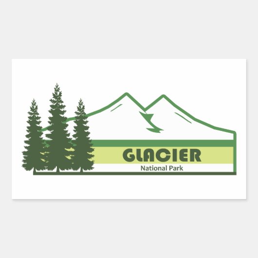 Glacier Nationalpark Grüne Streifen Rechteckiger Aufkleber (Vorderseite)