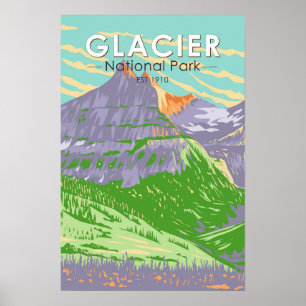 Glacier Nationalpark im Frühjahr Montana Vintag Poster