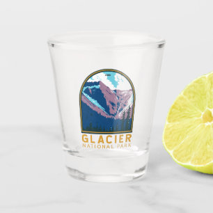 Glacier Nationalpark Kanada Reise Kunst Vintage Schnapsglas