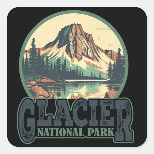 Glacier Nationalpark Montana Quadratischer Aufkleber (Vorderseite)