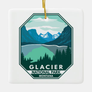 Glacier Nationalpark Montana Retro Emblem Keramikornament