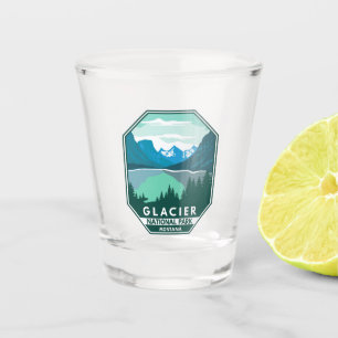 Glacier Nationalpark Montana Retro Emblem Schnapsglas