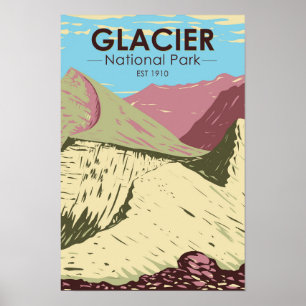 Glacier Nationalpark Montana Triple Diviak Peak Poster