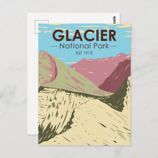 Glacier Nationalpark Montana Triple Diviak Peak Postkarte (Vorne/Hinten)