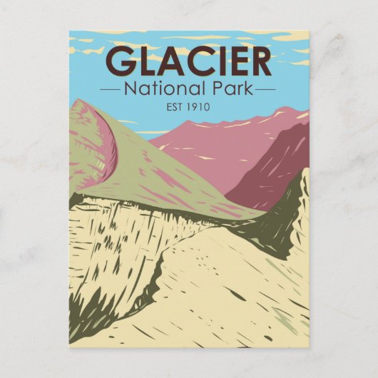Glacier Nationalpark Montana Triple Diviak Peak Postkarte (Vorderseite)