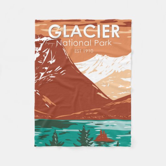 Glacier Nationalpark Montana Vintag Fleecedecke (Vorderseite)