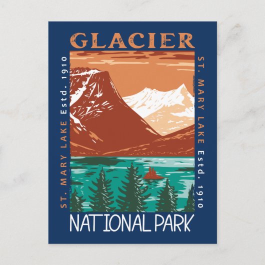 Glacier Nationalpark Montana Vintag Not leidend Postkarte (Vorderseite)