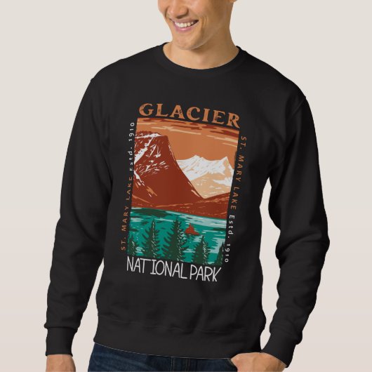 Glacier Nationalpark Montana Vintag Not leidend Sweatshirt (Vorderseite)