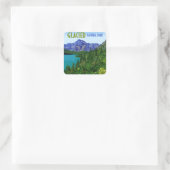Glacier Nationalpark Montana Vintag Quadratischer Aufkleber (Tasche)