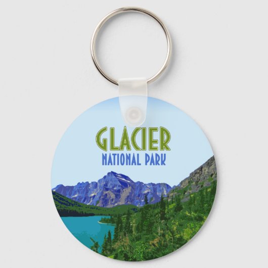 Glacier Nationalpark Montana Vintag Schlüsselanhänger (Vorderseite)