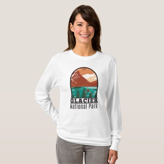 Glacier Nationalpark Montana Vintag T-Shirt (Vorne ganz)