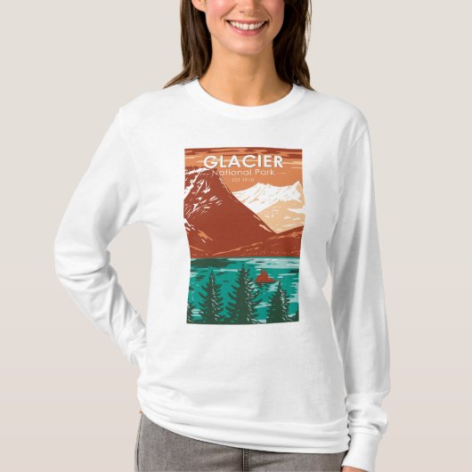 Glacier Nationalpark Montana Vintag T-Shirt (Vorderseite)