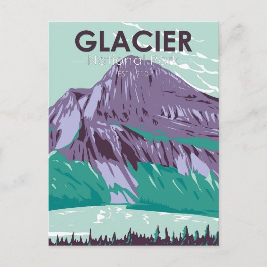 Glacier Nationalpark Montana Vintager See Postkarte (Vorderseite)