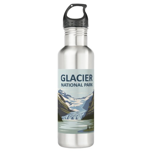 Glacier Nationalpark Reisen Edelstahlflasche (Vorderseite)