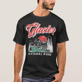 Glacier-Nationalpark Retro 80er Berge T-Shirt