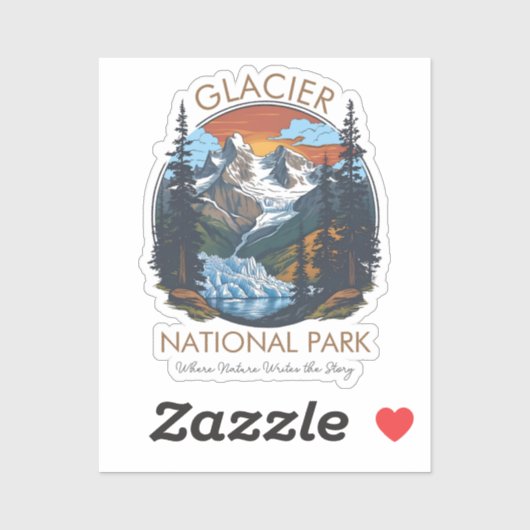 Glacier-Nationalpark Retro-Berg Aufkleber (Blatt)