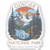 Glacier-Nationalpark Retro-Berg Aufkleber (Vorderseite)
