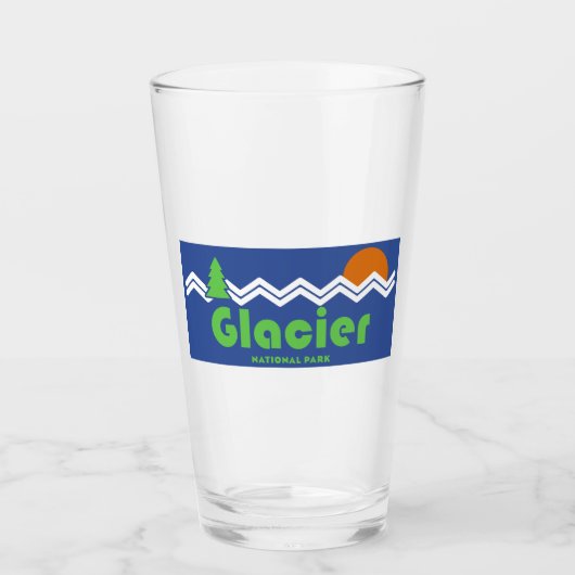 Glacier Nationalpark Retro Glas (Vorderseite)
