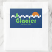 Glacier Nationalpark Retro Rechteckiger Aufkleber (Tasche)