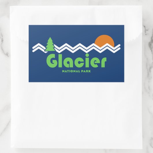 Glacier Nationalpark Retro Rechteckiger Aufkleber (Tasche)