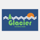 Glacier Nationalpark Retro Rechteckiger Aufkleber (Vorderseite)