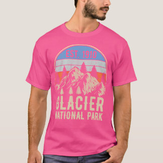 Glacier Nationalpark Retro Vintager Sonnenuntergan T-Shirt