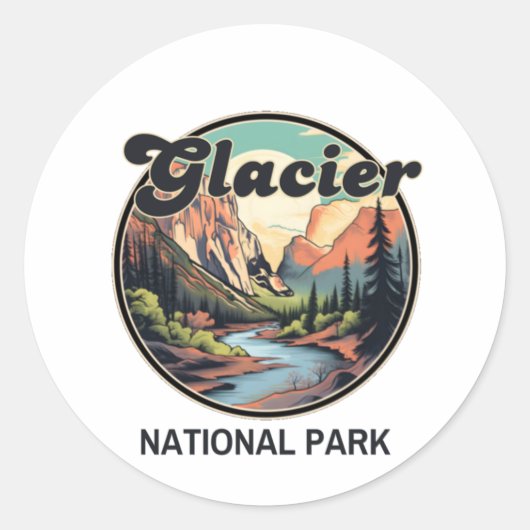 Glacier Nationalpark Runder Aufkleber (Vorderseite)