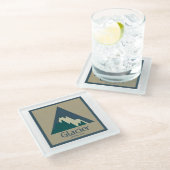 Glacier Nationalpark Rustikal Glasuntersetzer (Schrägansicht)