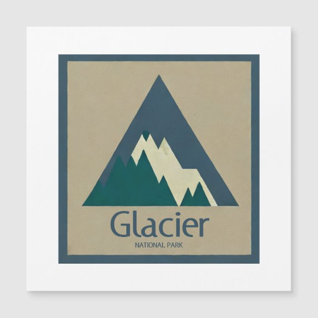 Glacier Nationalpark Rustikal Magnetkarte (Vorderseite)