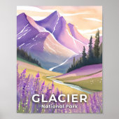 Glacier-Nationalpark | Spring Lavendel Watercolor Poster (Vorne)