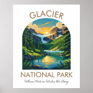 Glacier-Nationalpark-Szeneplakat Poster