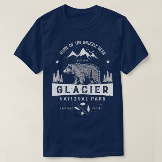 Glacier Nationalpark Vintag Montana Bären Männer T-Shirt (Design vorne)
