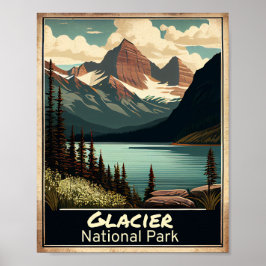Glacier Nationalpark Vintag Poster