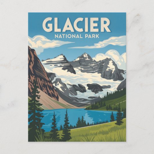 Glacier Nationalpark Vintag Postkarte (Vorderseite)