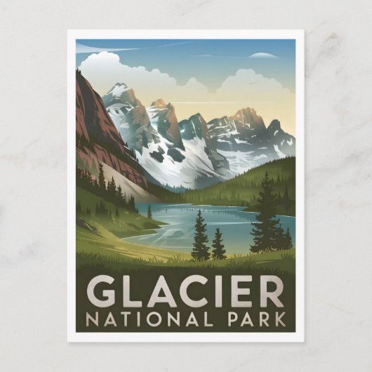 Glacier Nationalpark Vintag Postkarte (Vorderseite)