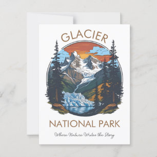 Glacier Nationalpark Vintag Sunset Postcard Postkarte