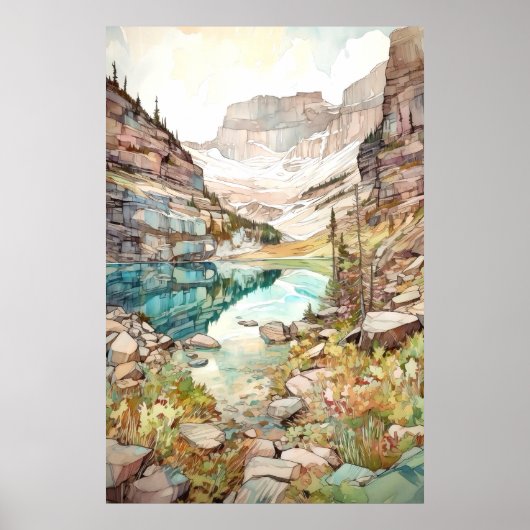 Glacier Nationalpark Watercolor Poster (Vorne)