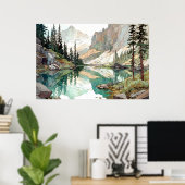 Glacier Nationalpark Watercolor Poster (Heimbüro)
